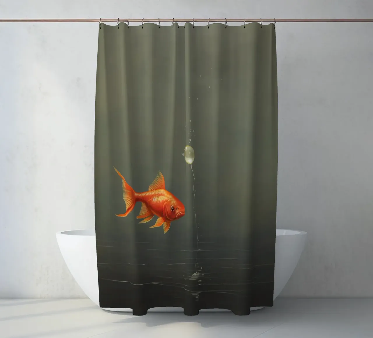 Pesce rosso minimo 1 tenda da doccia da Minimal Animal Art