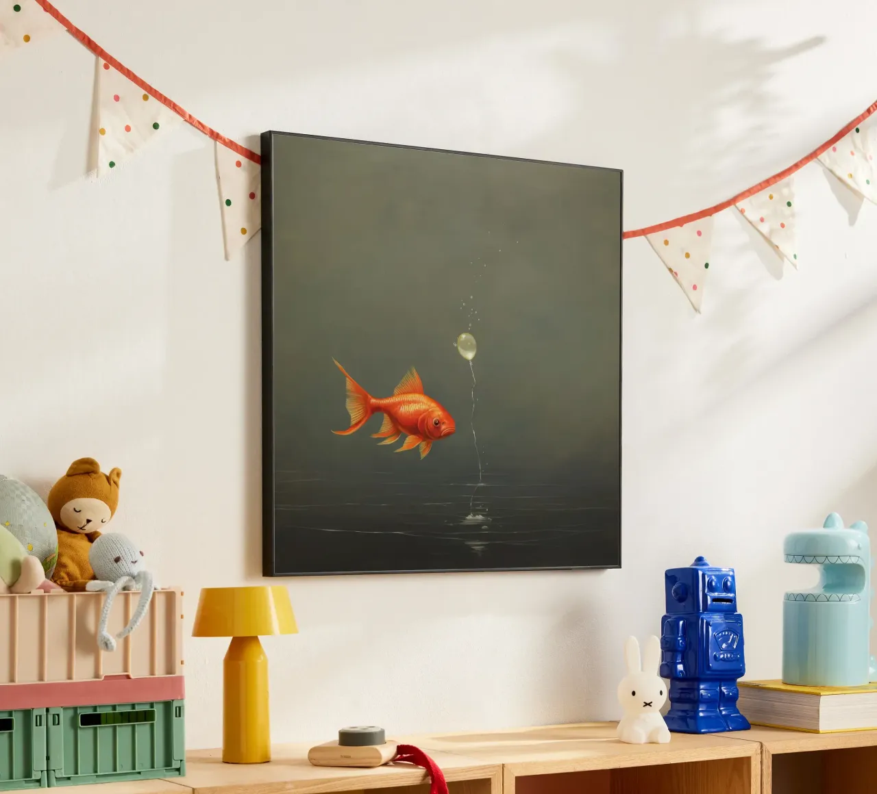 Pesce rosso minimo 1 alluminio dibond da Minimal Animal Art