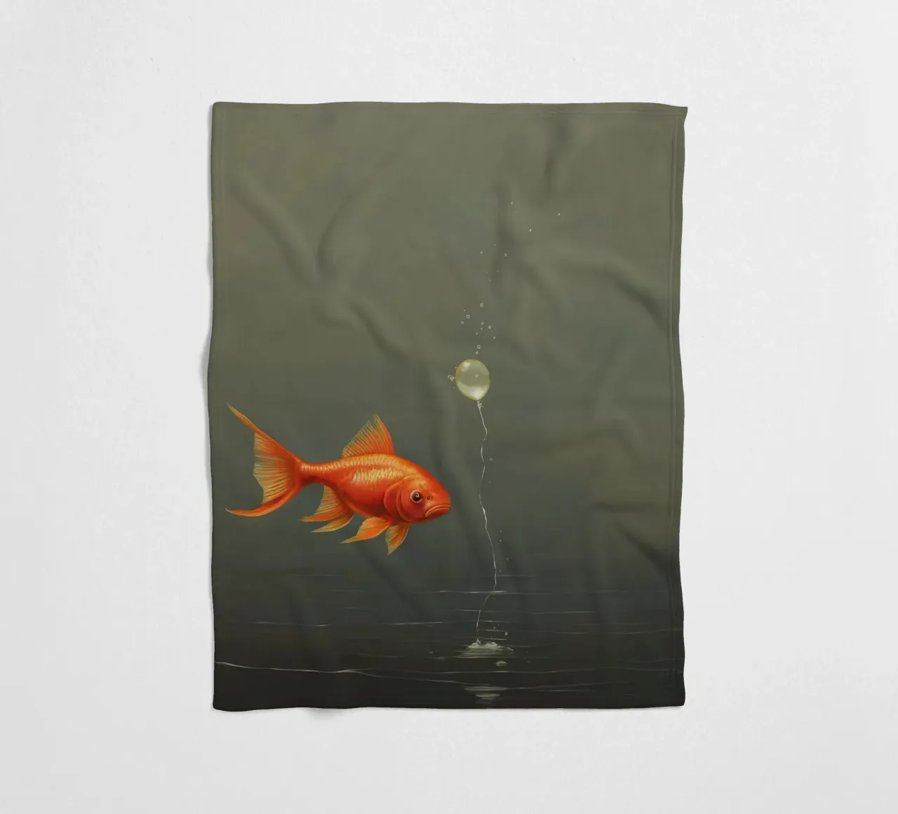 Pesce rosso minimo 1 coperta in pile da Minimal Animal Art