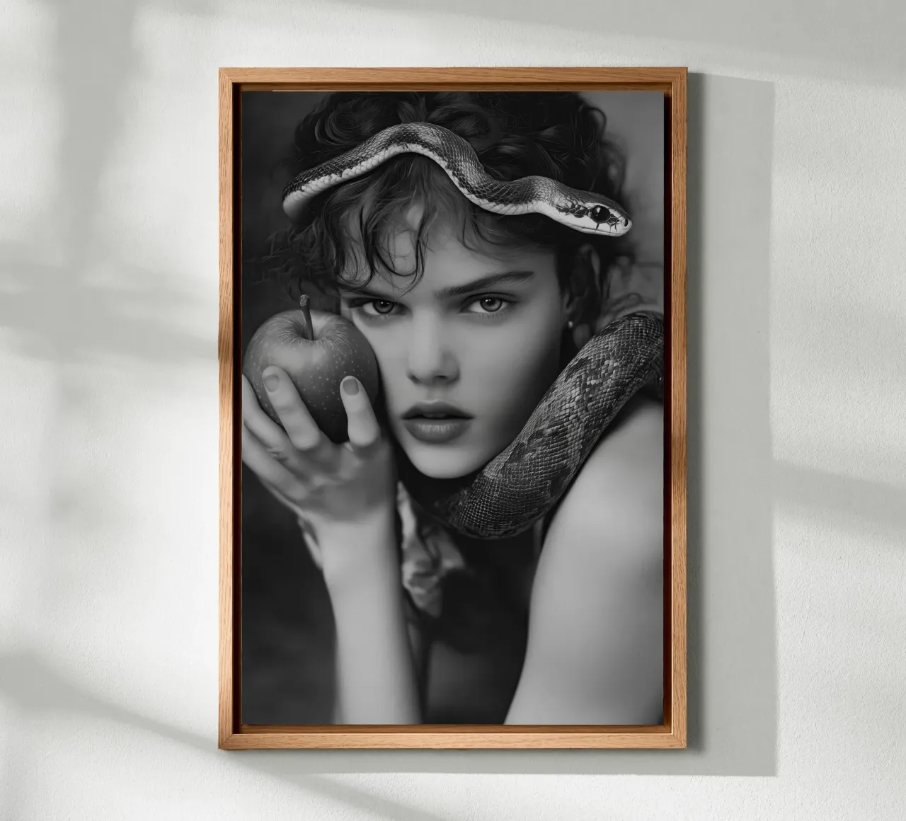 Take the apple | Eve with the snake canvas with Floater frame by Autofocus