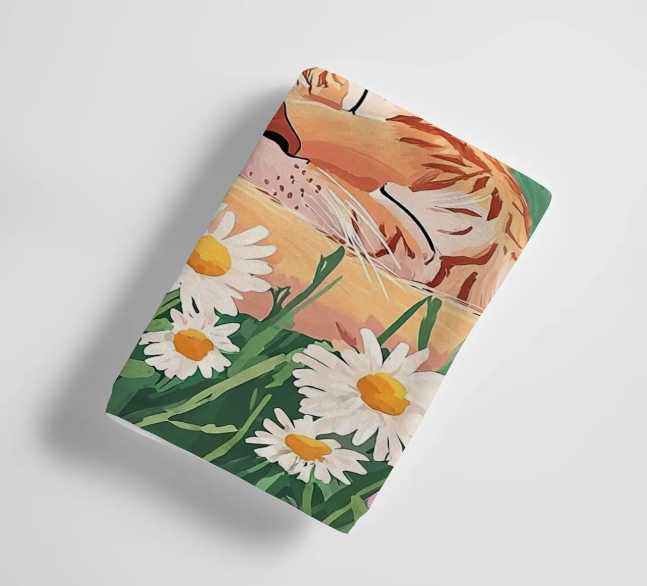 Chat mignon dans les fleurs sauvages, art mural coloré, art fantaisiste serviette de bain de Boheme