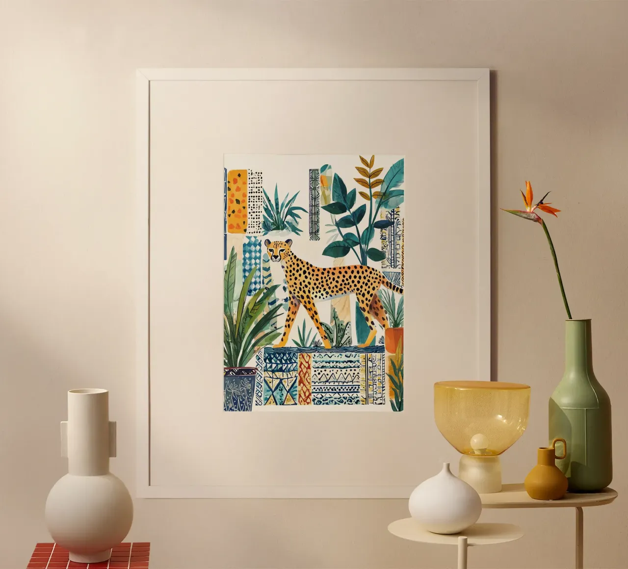 Wildlife Cheetah Print Kleurrijke Moderne Kunst, Abstracte Poster poster van Boheme