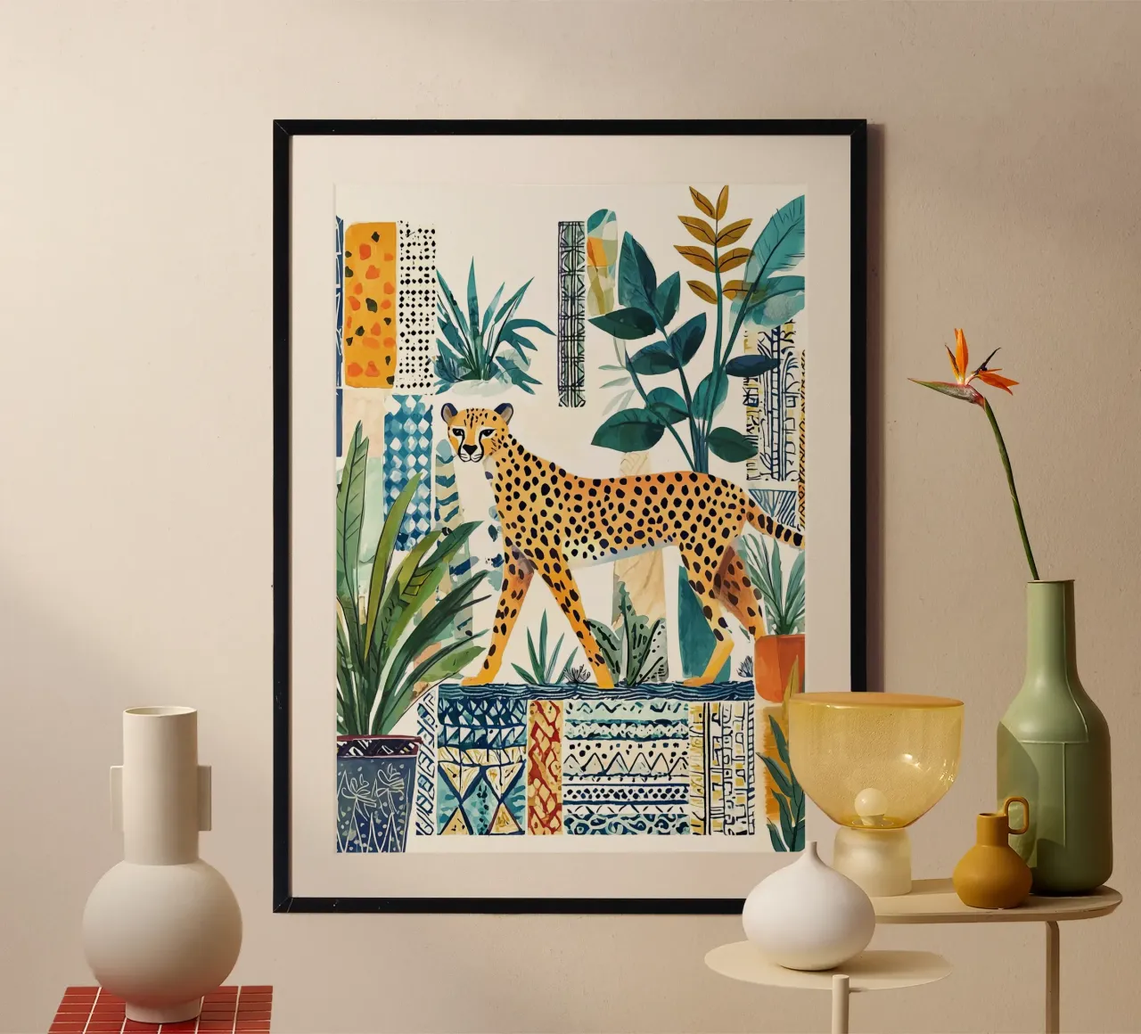 Wildlife Cheetah Print Kleurrijke Moderne Kunst, Abstracte Poster poster van Boheme