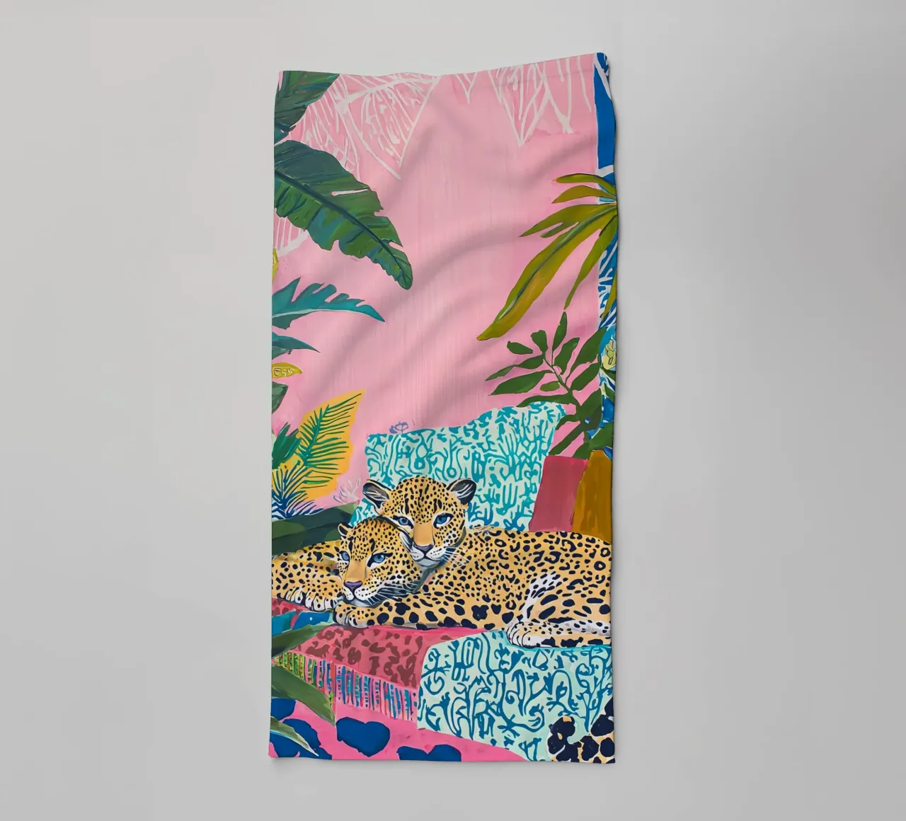 Leopard Eclectic Colorful Animal Wall Art, Bohemian Prints towel by Boheme