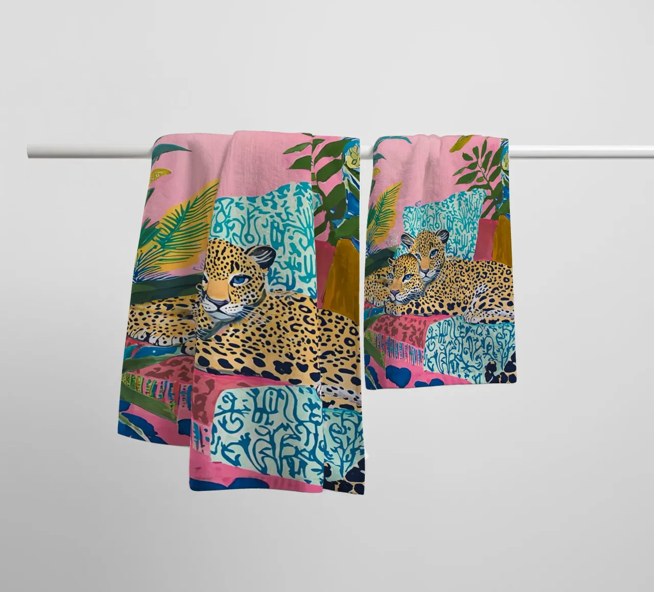 Leopard Eclectic Colorful Animal Wall Art, Bohemian Prints towel by Boheme