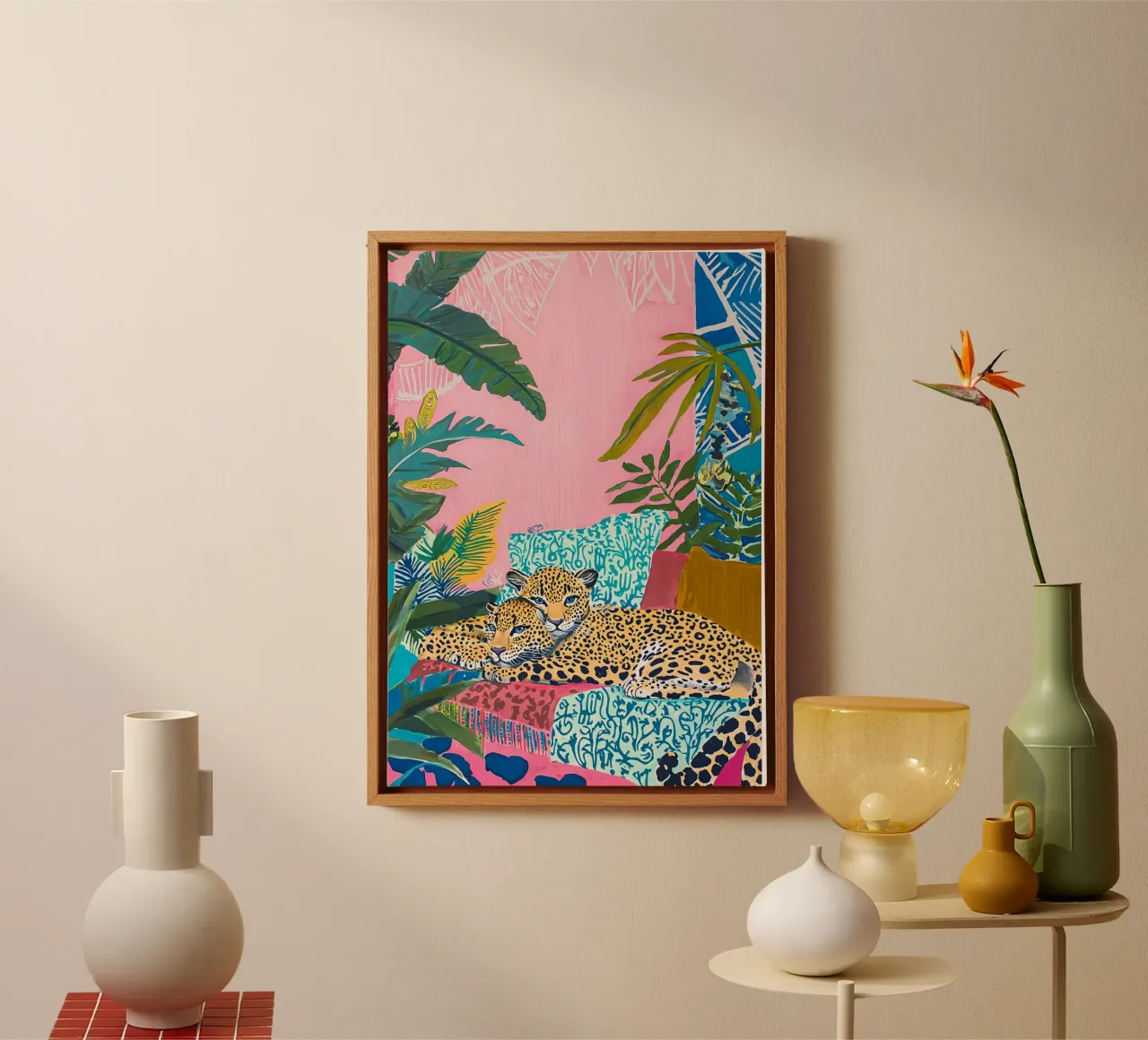 Leopard Eclectic Colorful Animal Wall Art, Bohemian Prints canvas by Boheme