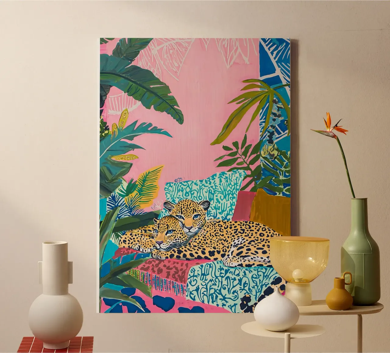 Leopard Eclectic Colorful Animal Wall Art, Bohemian Prints canvas by Boheme