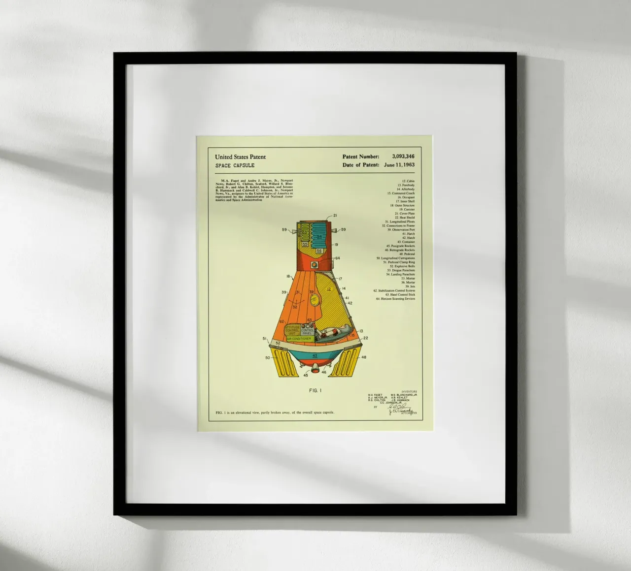 Brevetto di capsula spaziale (1963) poster con telaio in alluminio da Jazzberry Blue