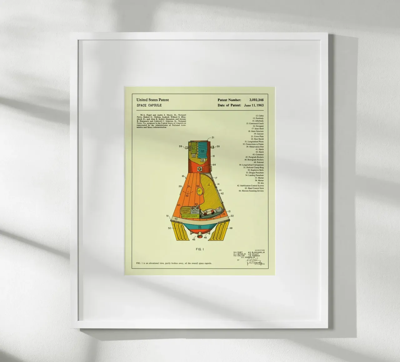 Brevetto di capsula spaziale (1963) poster con telaio in alluminio da Jazzberry Blue