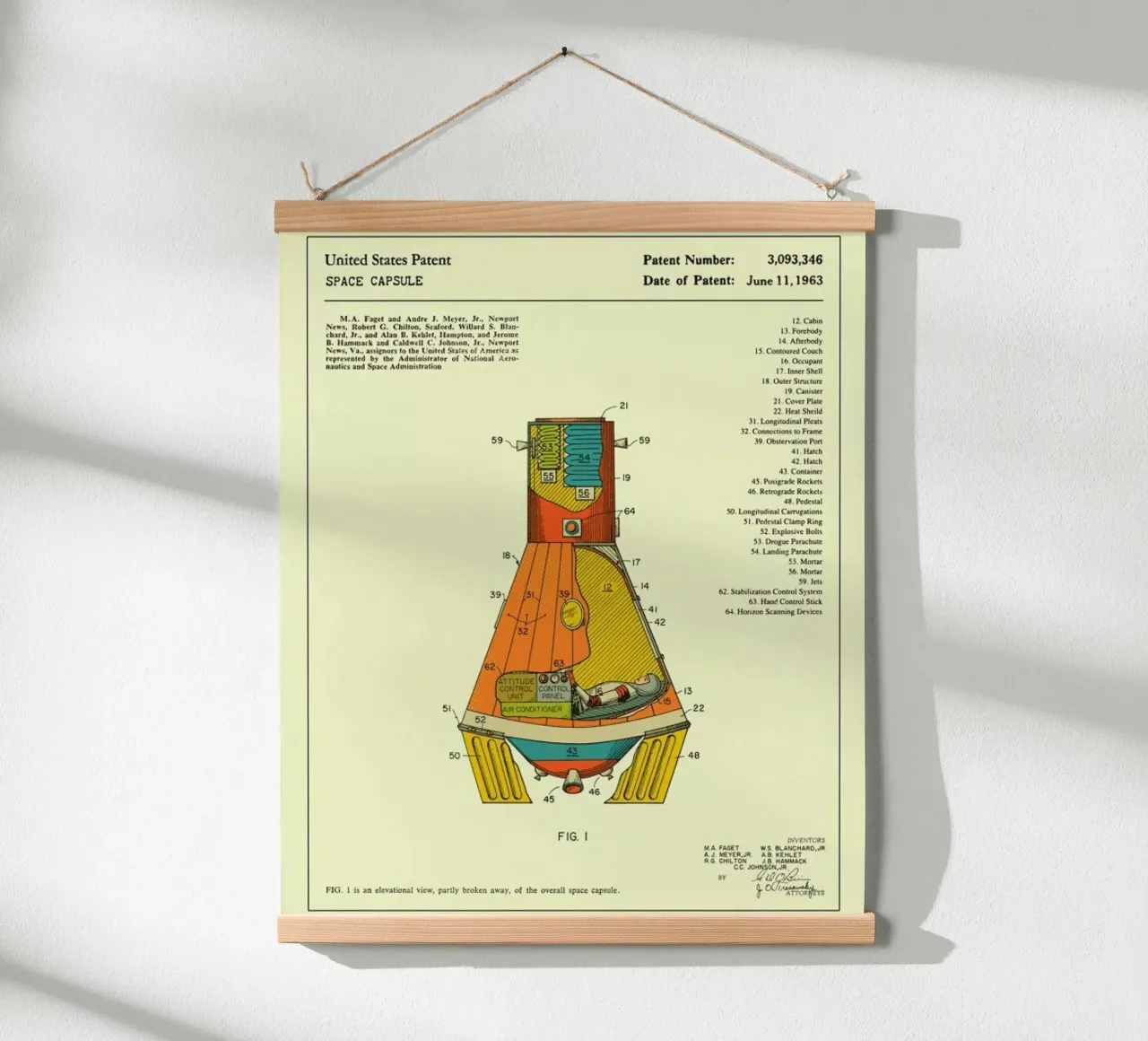 Brevetto di capsula spaziale (1963) poster con telaio in alluminio da Jazzberry Blue