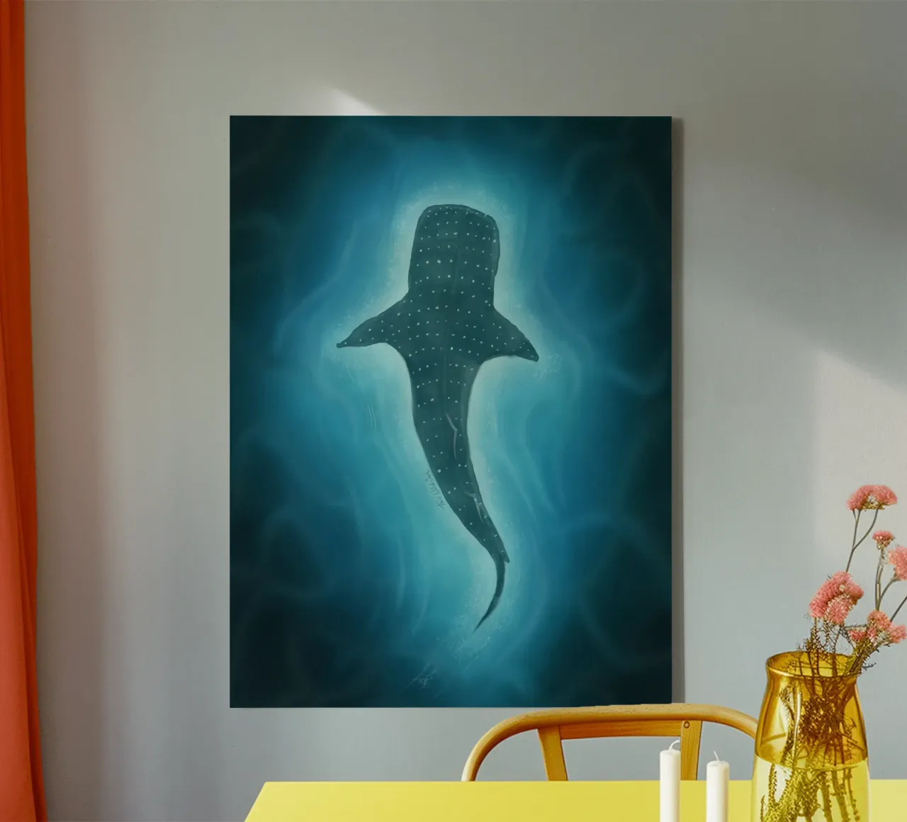Walvishaai, Diepblauwe Zee Magische Oceaanillustratie canvas met Baklijst van This Wild Soul - Illustration