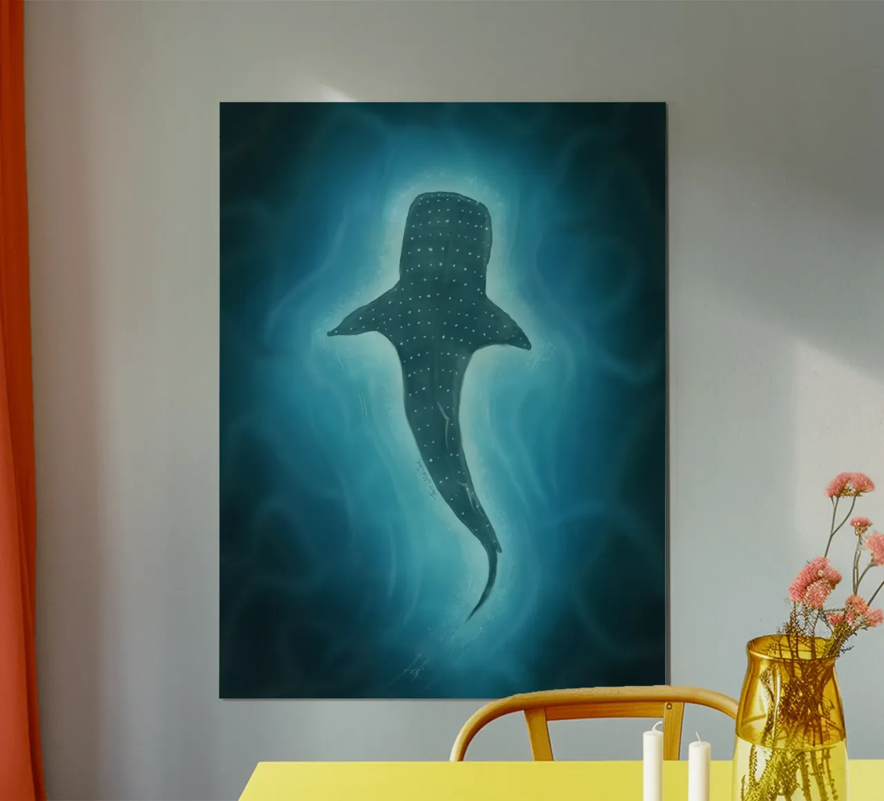 Squalo balena, mare blu profondo Illustrazione magica dell'oceano poster da This Wild Soul - Illustration