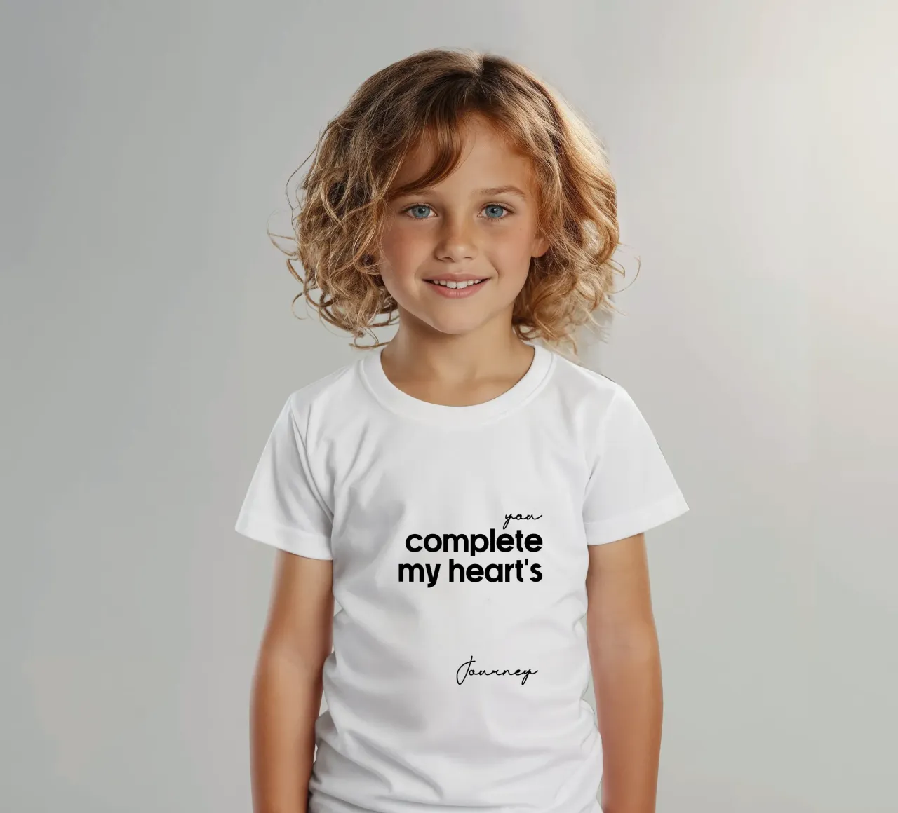You Complete My Heart's Journey kids t-shirt by YV TYPOGRAPHY