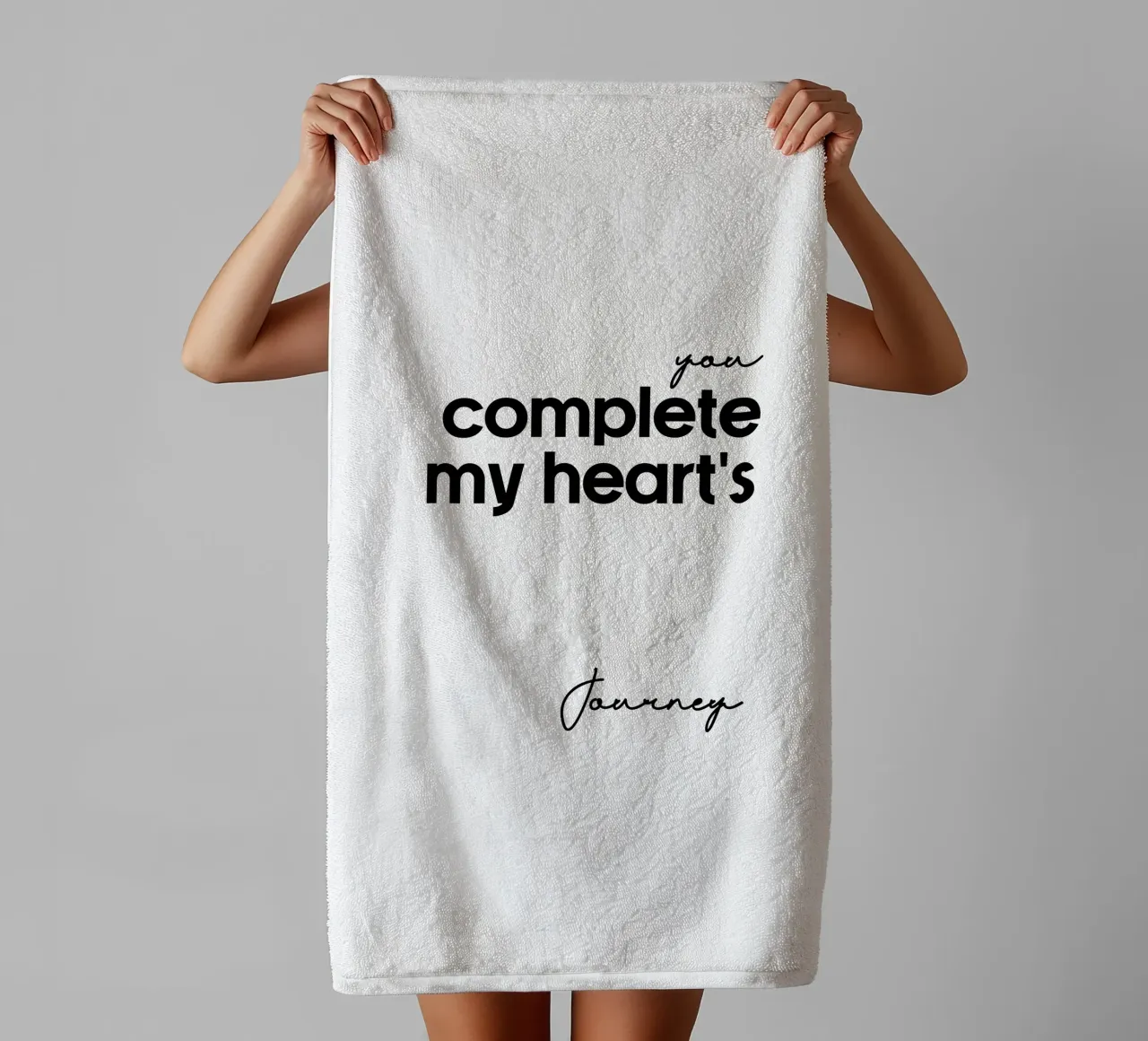 Tu completi il viaggio del mio cuore asciugamano da bagno da YV TYPOGRAPHY