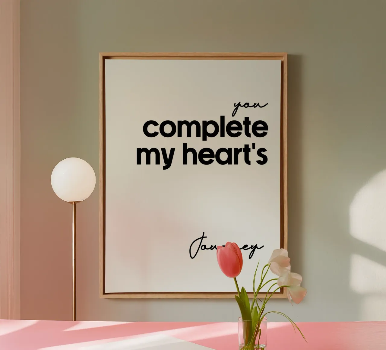Tu completi il viaggio del mio cuore tela con Cornice a cassetta da YV TYPOGRAPHY