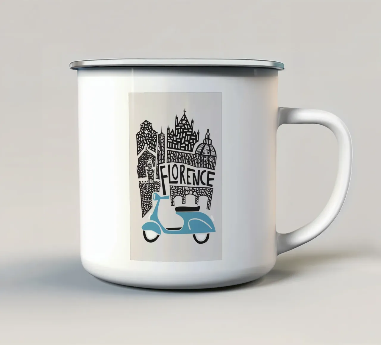 Paesaggio urbano di Firenze tazza in smalto da Fox & Velvet
