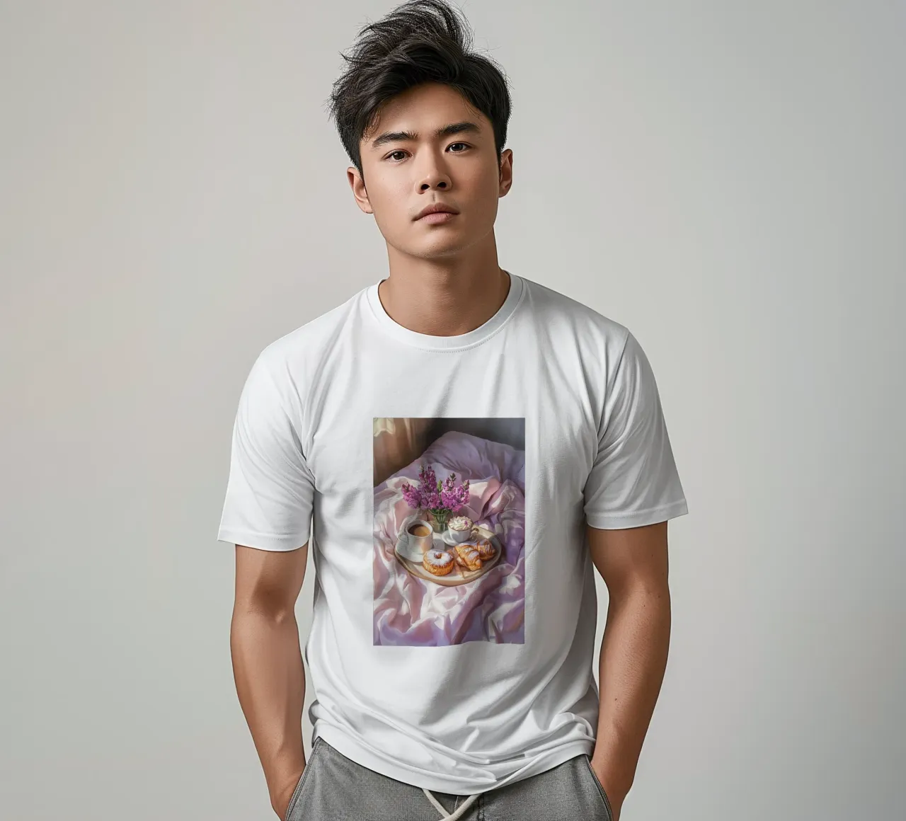 Frühstück mit Croissant T-Shirt von Carinaprint