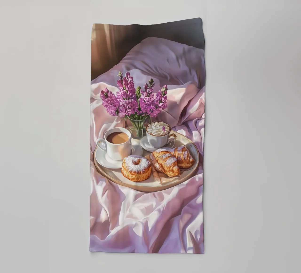 Breakfast with croissant towel by Carinaprint