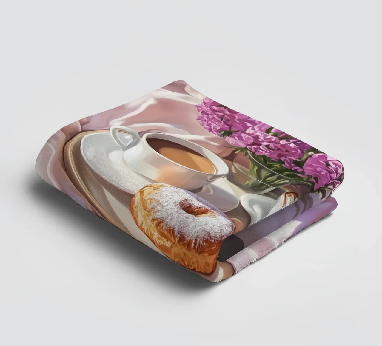 Breakfast with croissant towel by Carinaprint