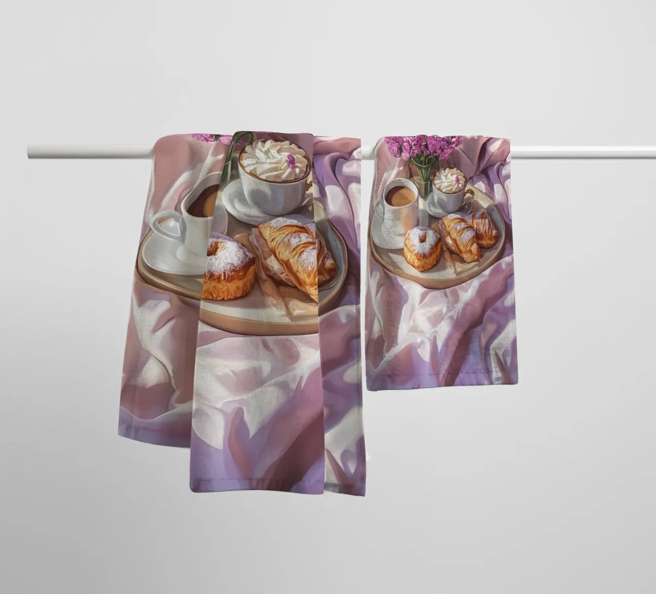 Breakfast with croissant towel by Carinaprint