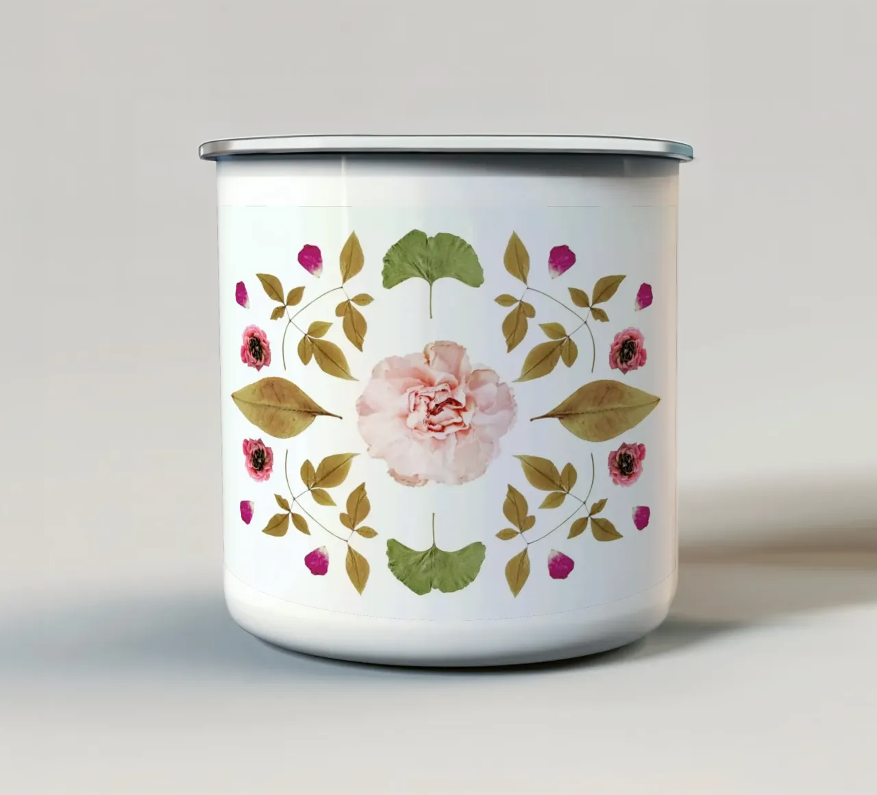 Botanical N2 enamel mug by Miles of Light