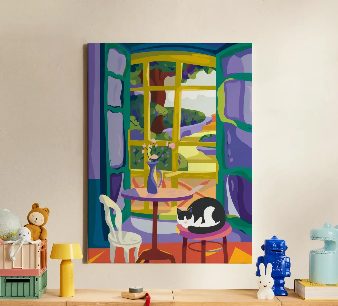 Serene sluimer canvas met Baklijst van Artie Shifa