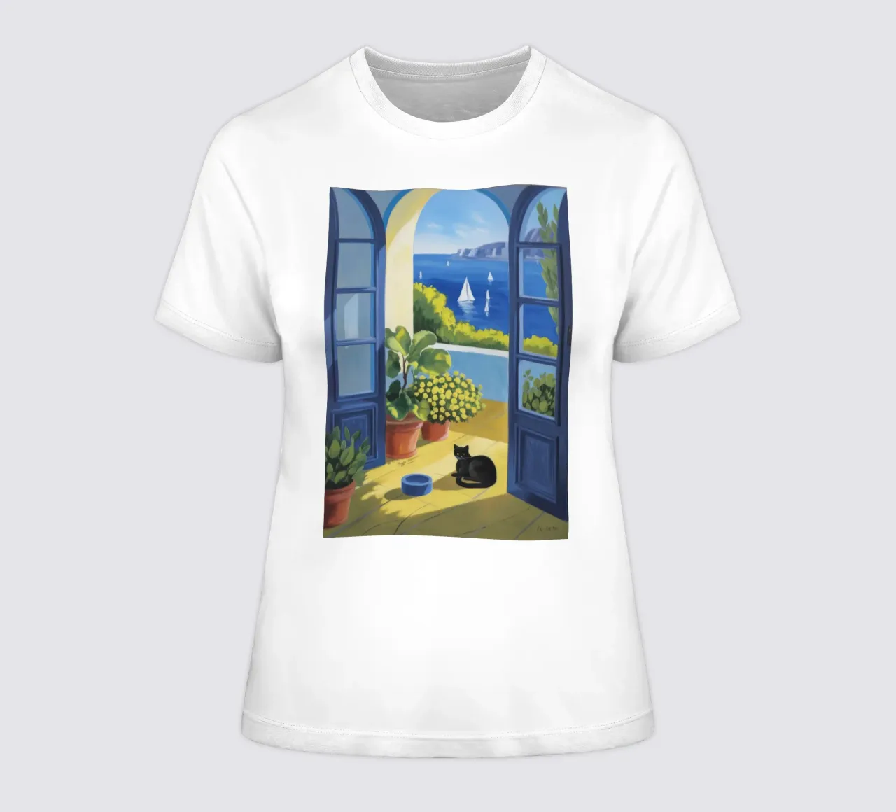 Serene View women's fitted t-shirt by Artie Shifa