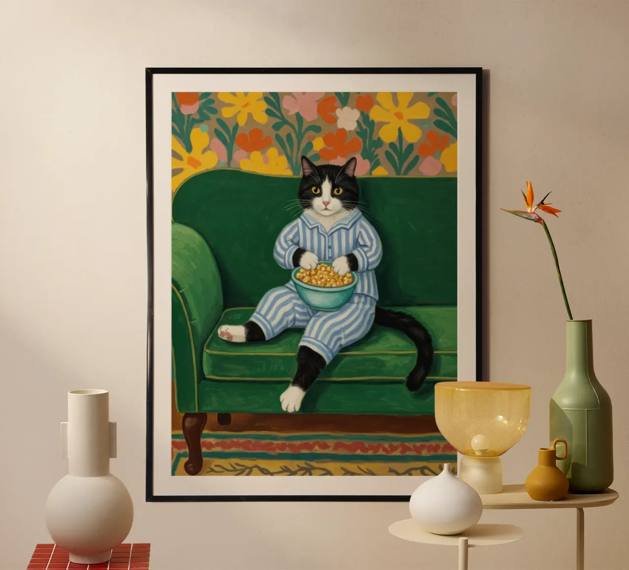 Tempo di popcorn poster con telaio in alluminio da Art Center