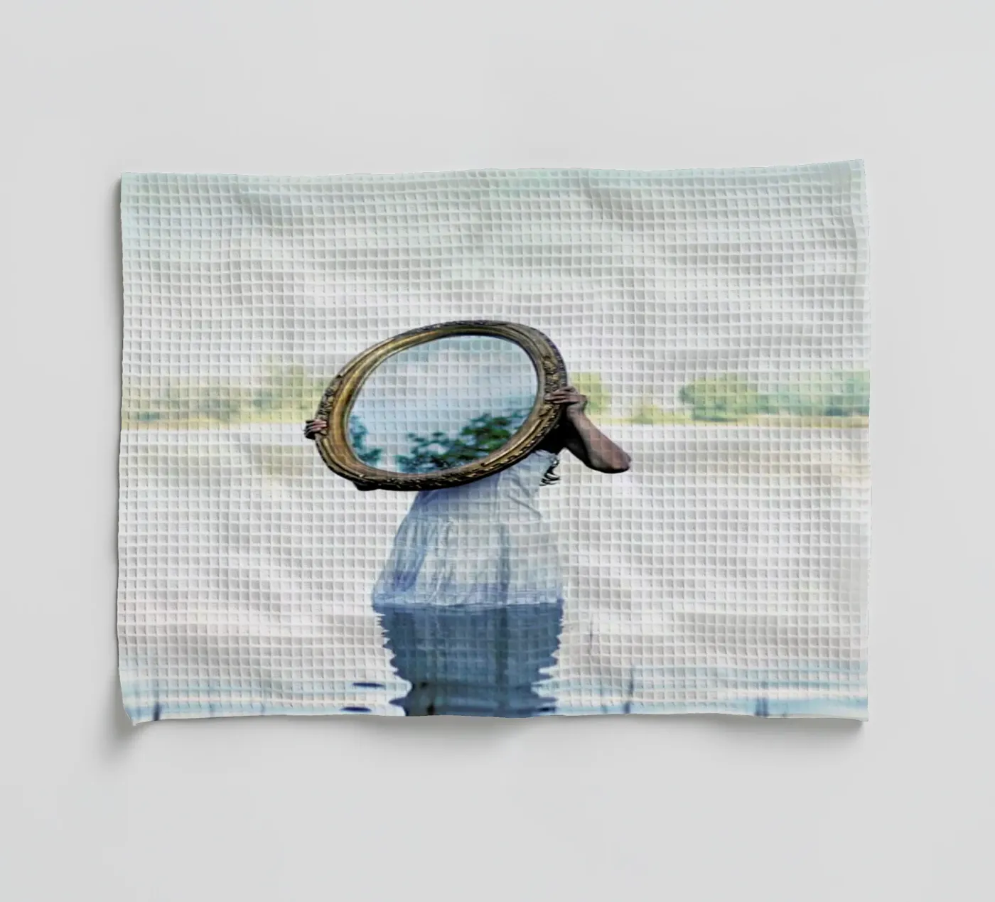 Reflections tea towel by Lara Zankoul