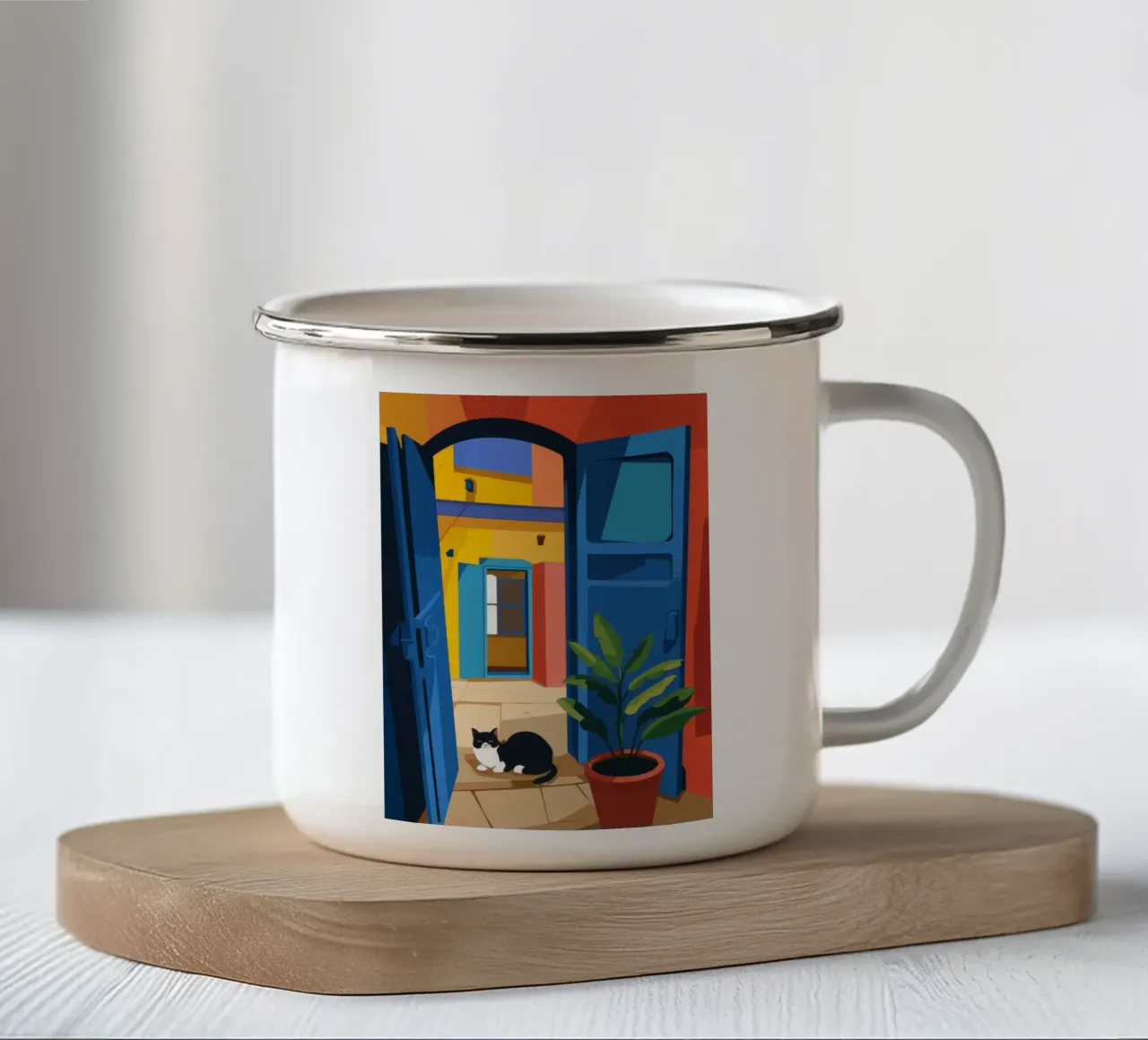 Porta silenziosa tazza in smalto da Artie Shifa