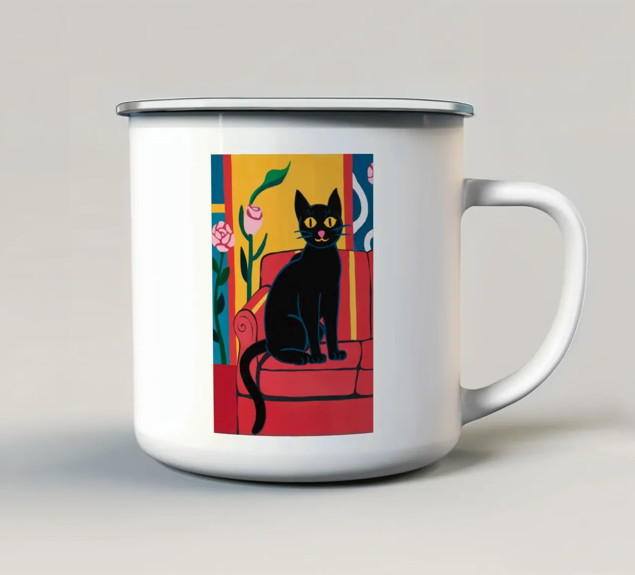 Sofa Cat tazza in smalto da Artie Shifa