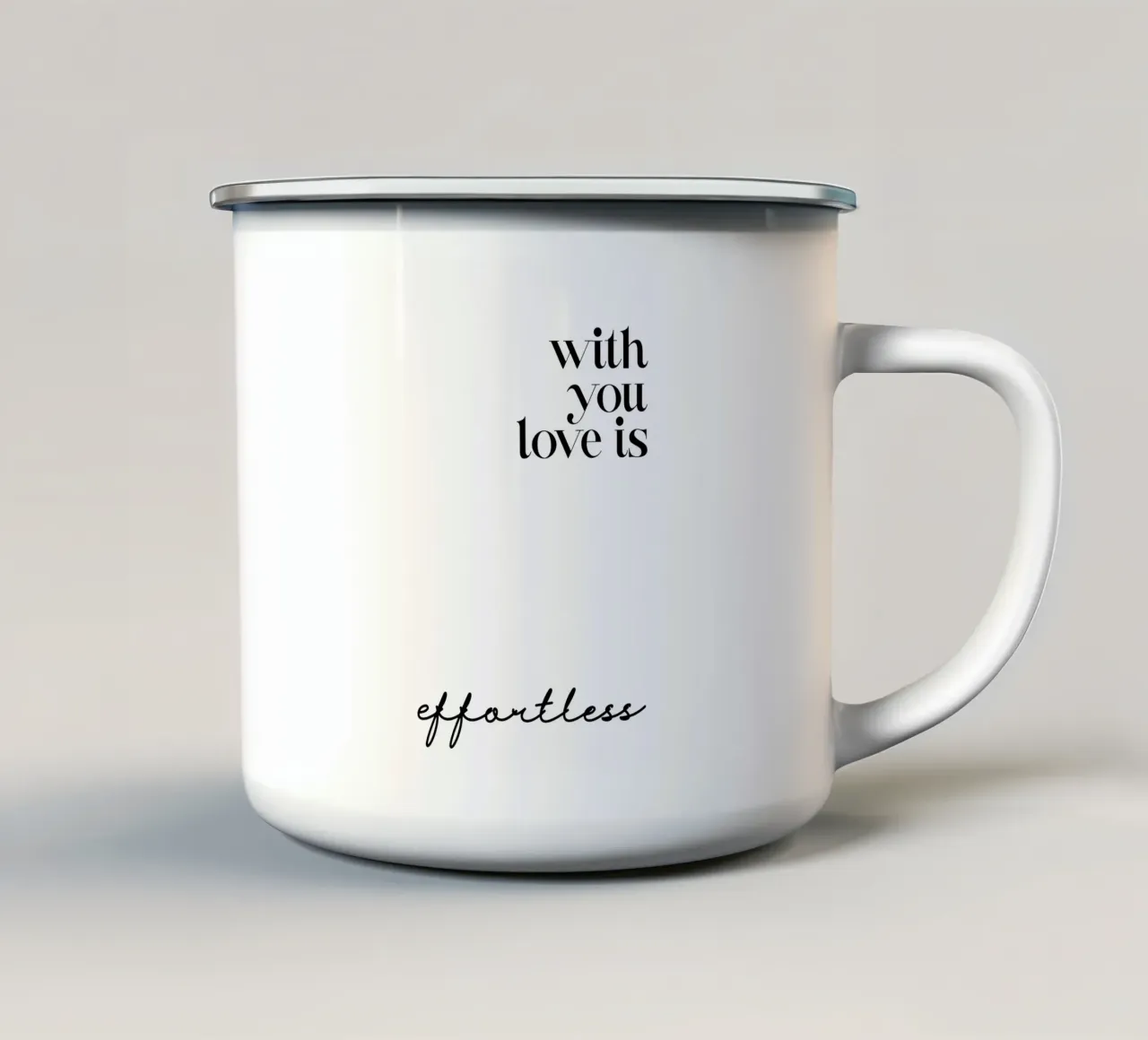 Con te l'amore è senza sforzo tazza in smalto da YV TYPOGRAPHY