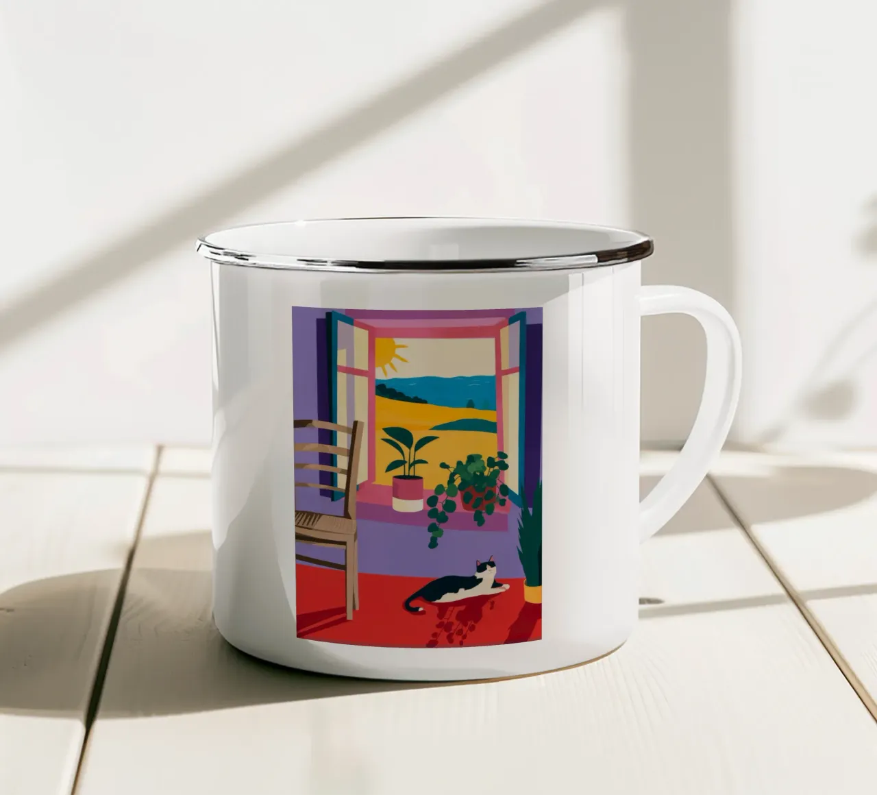 Pace al sole tazza in smalto da Artie Shifa