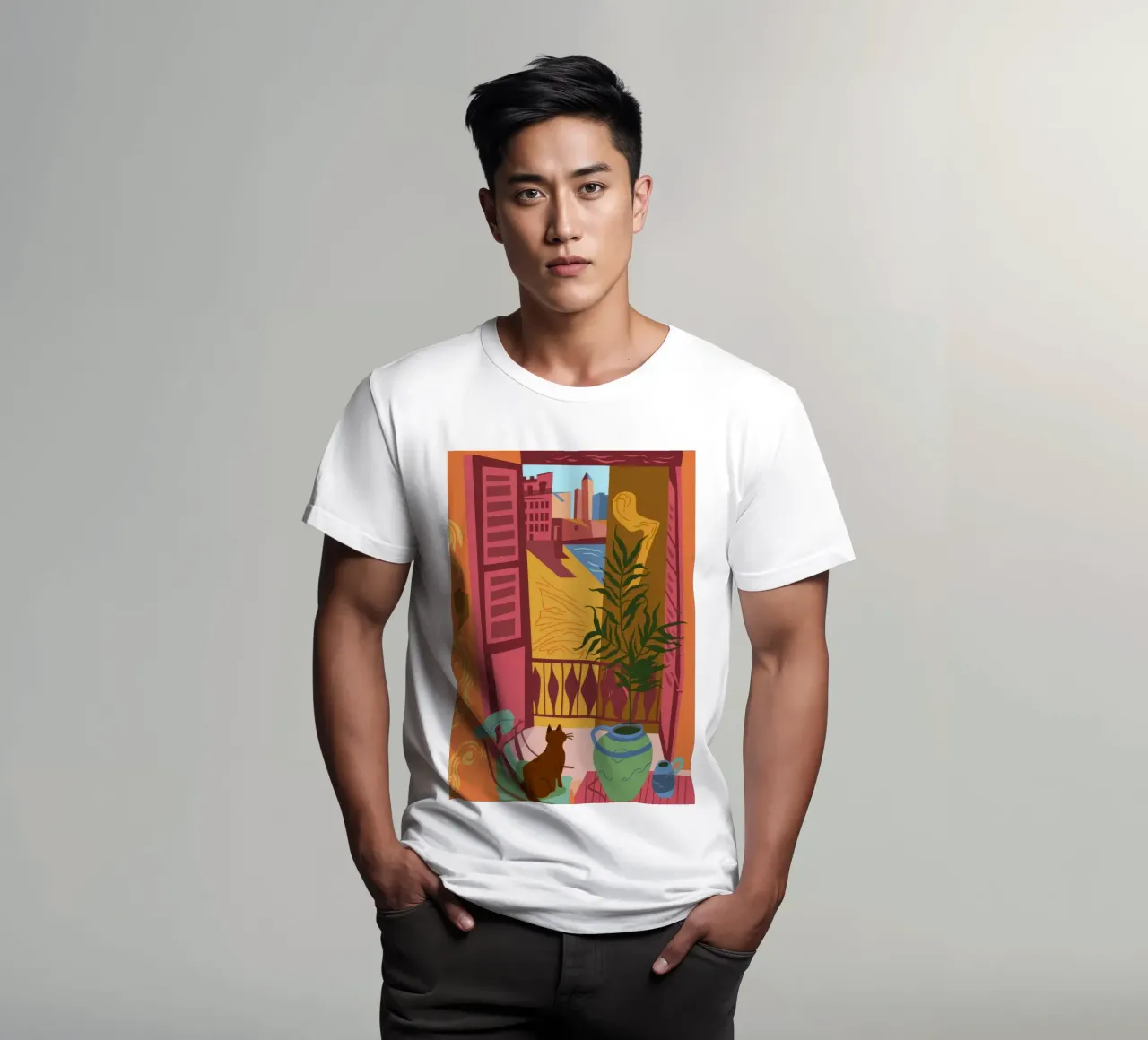 Terrazza illuminata dal sole t-shirt da Artie Shifa