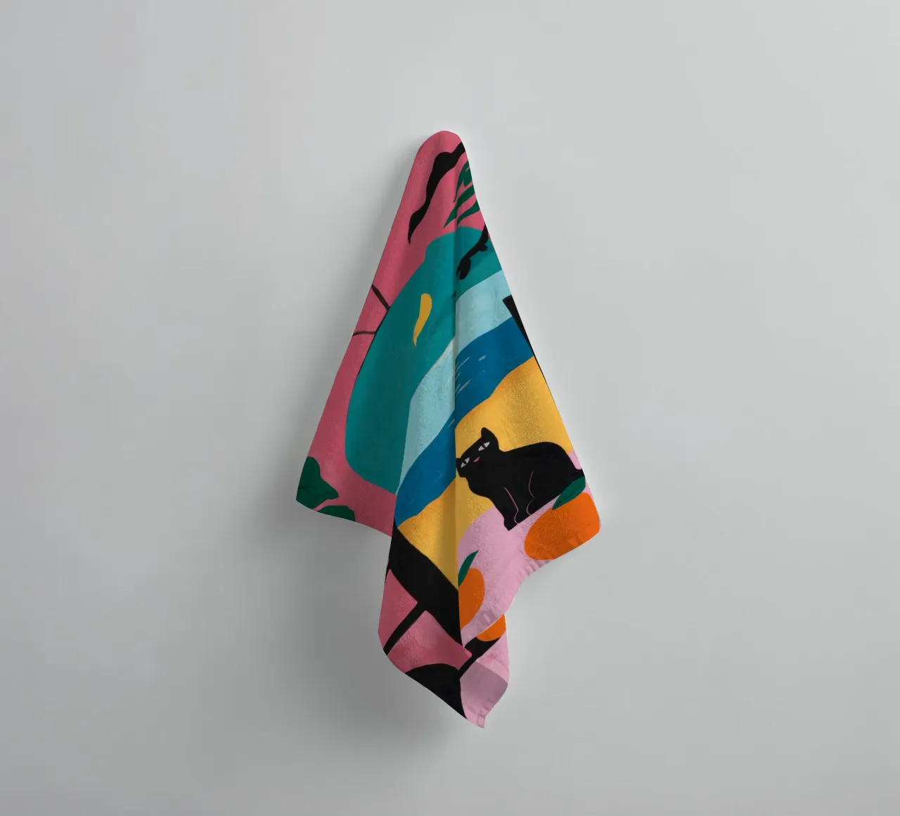 Sunset Cat towel by Artie Shifa