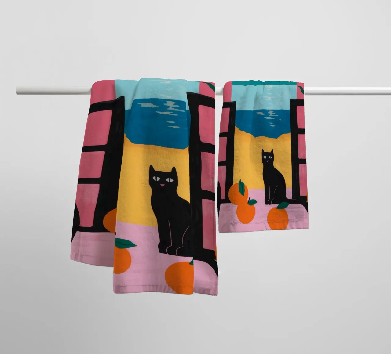 Sunset Cat towel by Artie Shifa