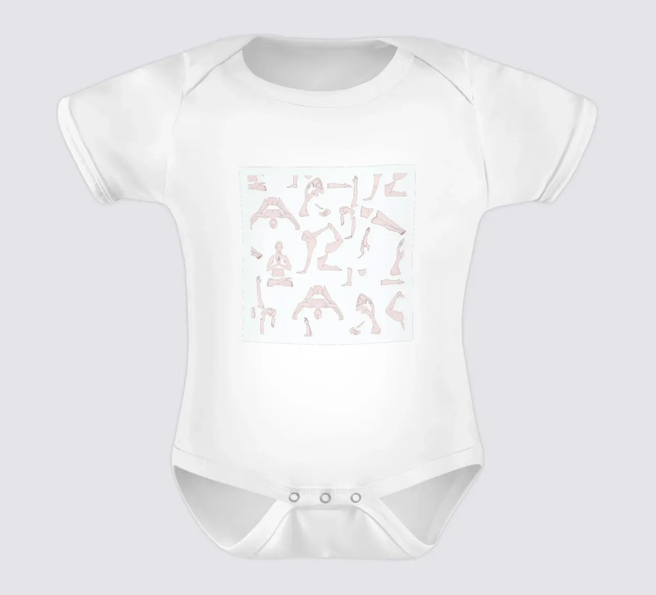 Yoga Practice 1 short-sleeve baby romper by Sandra De Leon