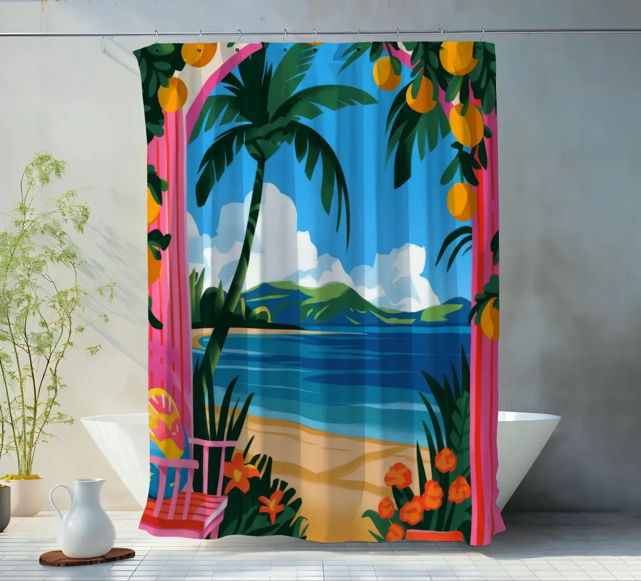 Tropical Escape shower curtain by Artie Shifa