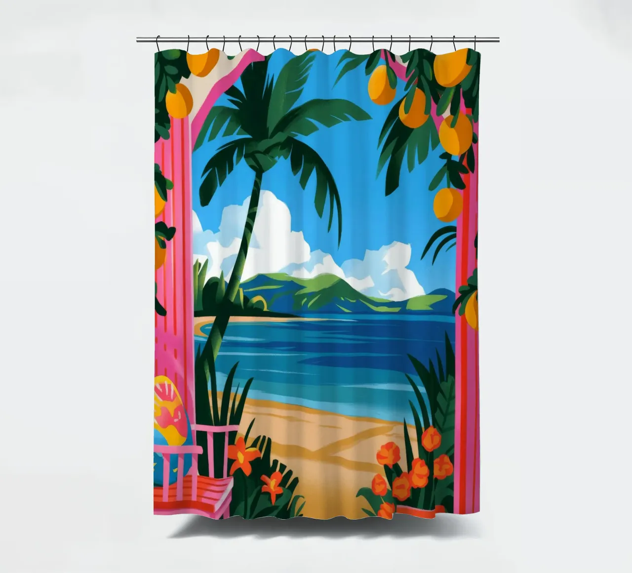 Tropical Escape shower curtain by Artie Shifa