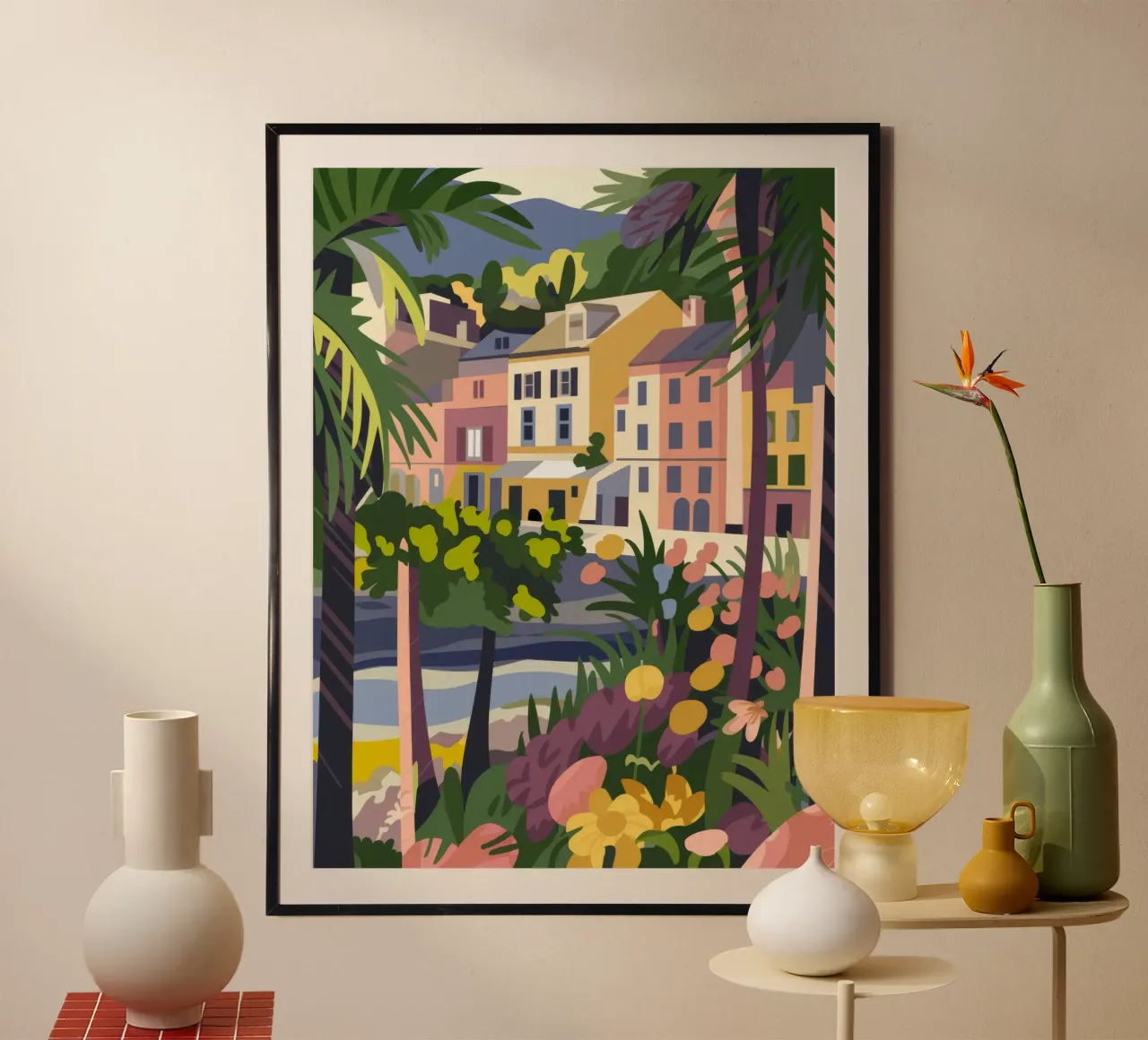 Città tropicale poster con telaio in plastica da Artie Shifa