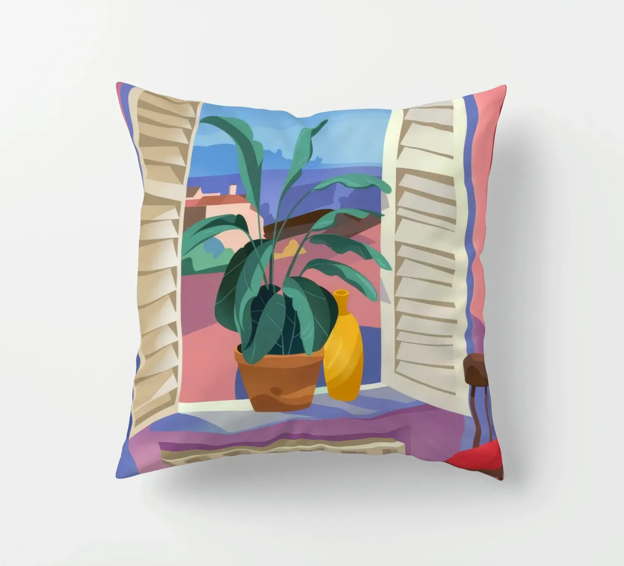 Tropical View decorative cushion by Artie Shifa