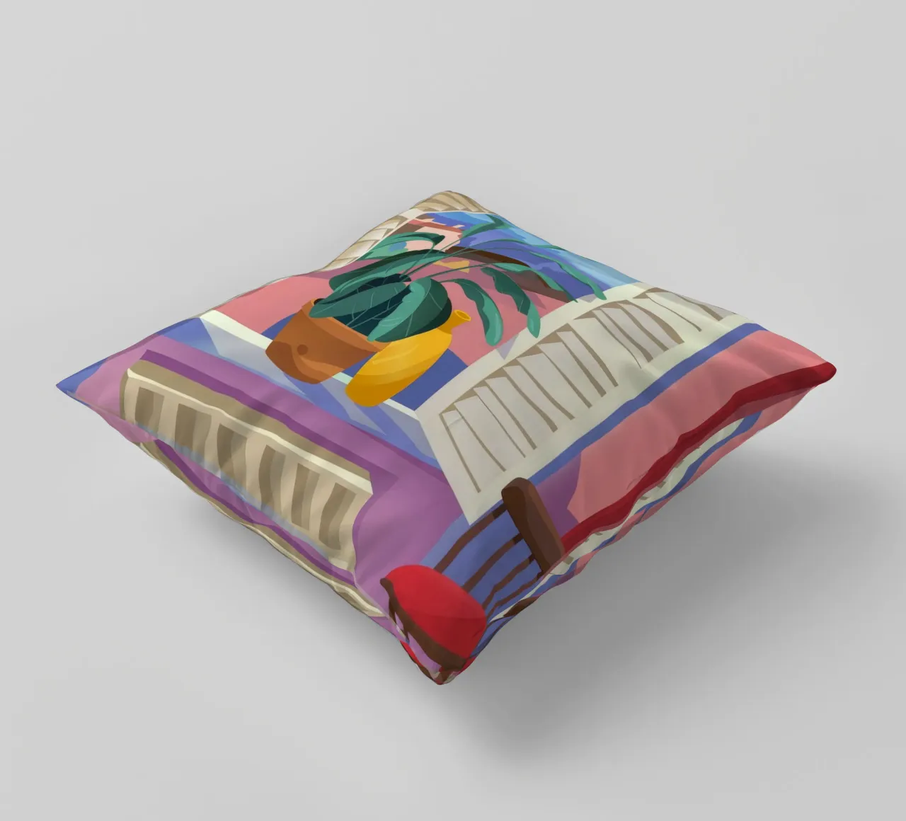 Tropical View decorative cushion by Artie Shifa