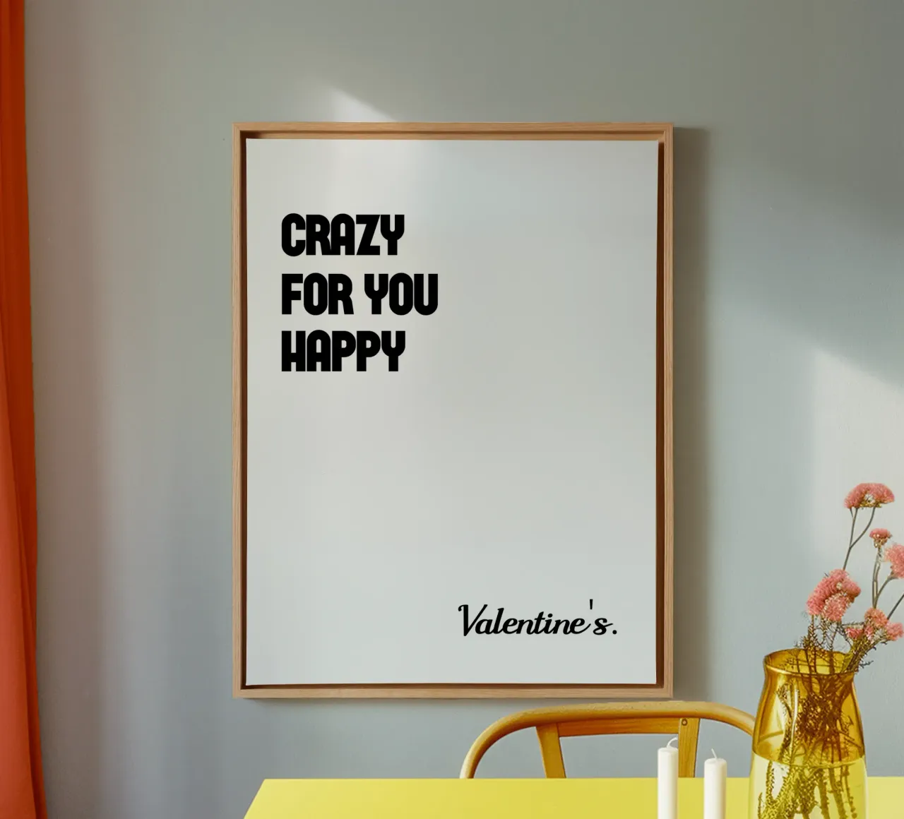 Verrückt nach dir Happy Valentine's Leinwand mit Schattenfugenrahmen von YV TYPOGRAPHY