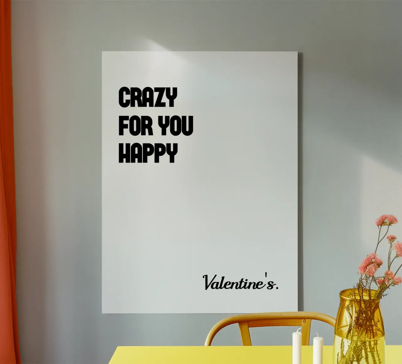 Verrückt nach dir Happy Valentine's Leinwand mit Schattenfugenrahmen von YV TYPOGRAPHY