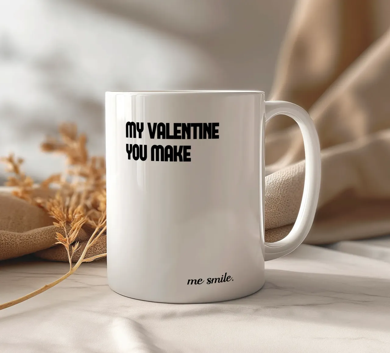 My Valentine You Make Me Smile tazza in ceramica da YV TYPOGRAPHY