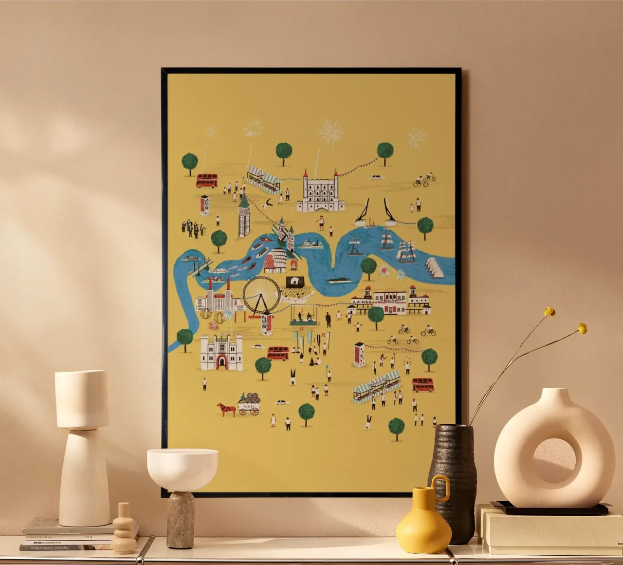 Totally Thames poster con telaio in legno da Alex Foster
