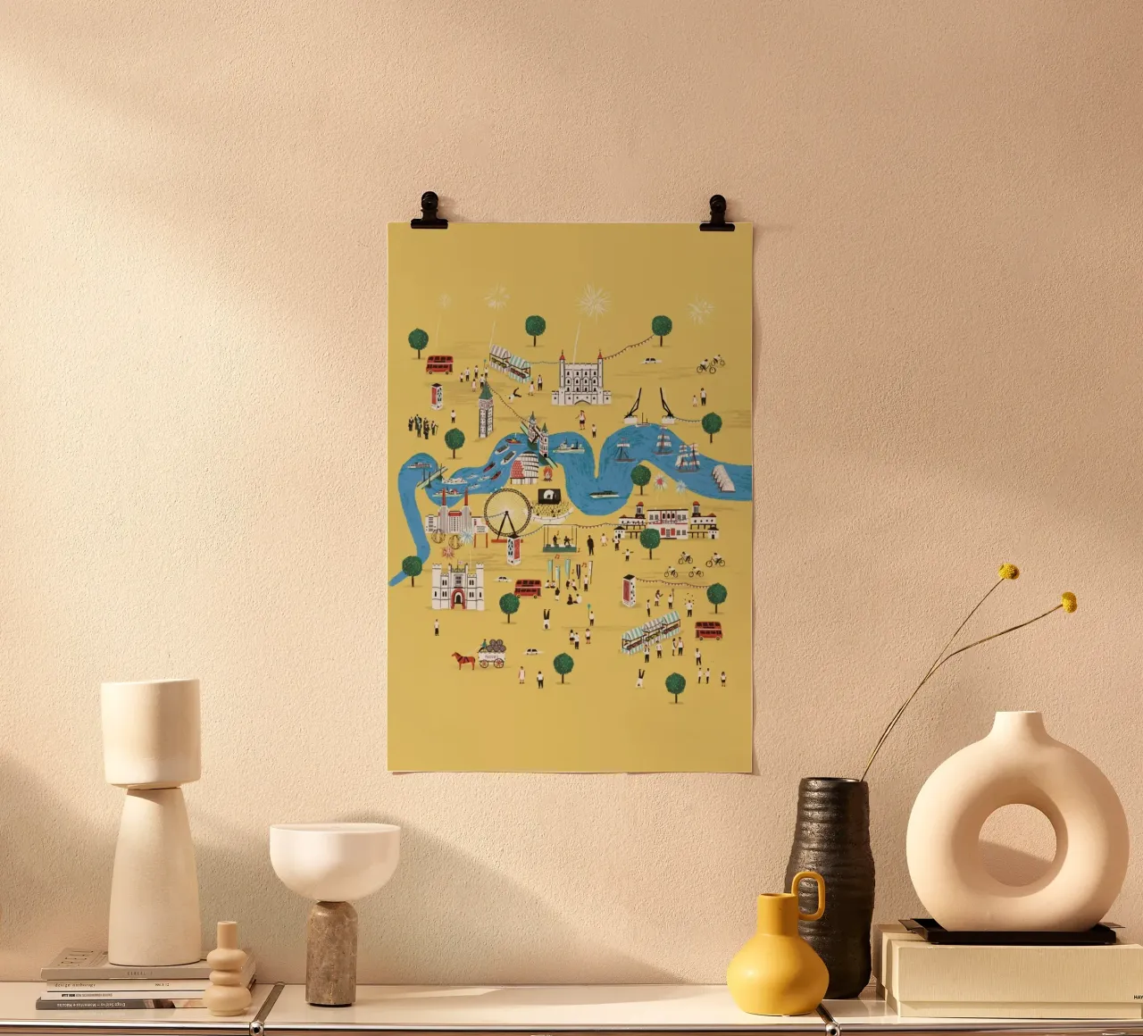 Totally Thames poster con telaio in legno da Alex Foster