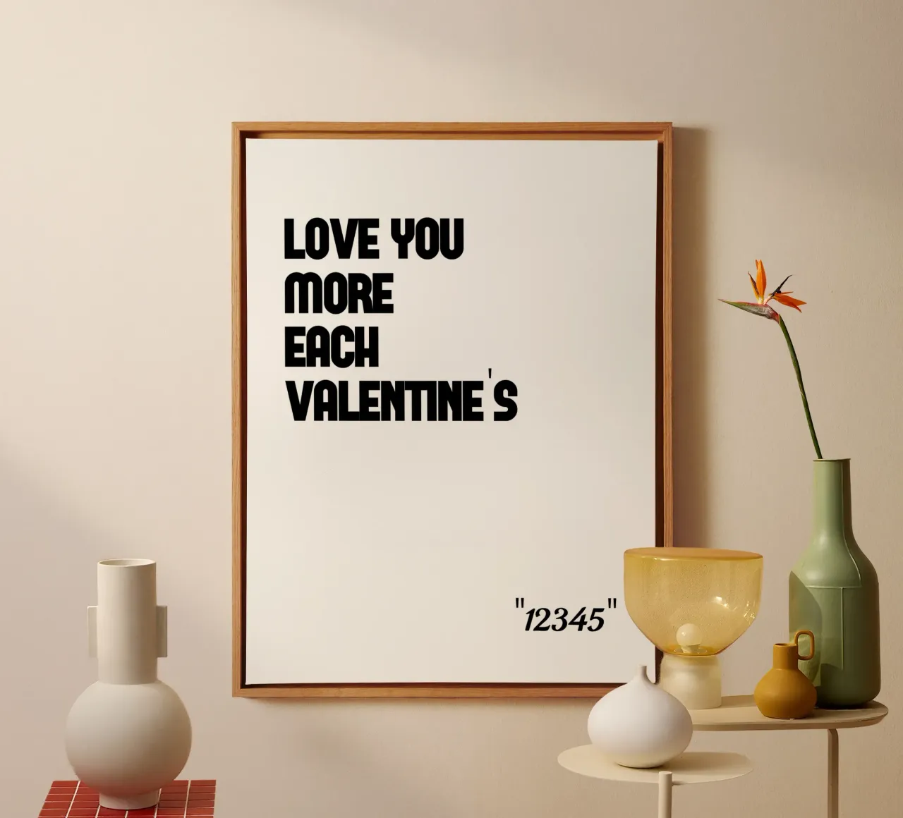 Hou van je elke Valentijn canvas met Baklijst van YV TYPOGRAPHY