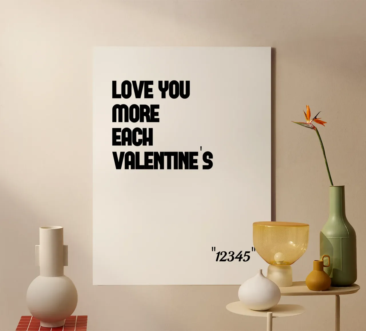 Hou van je elke Valentijn canvas met Baklijst van YV TYPOGRAPHY
