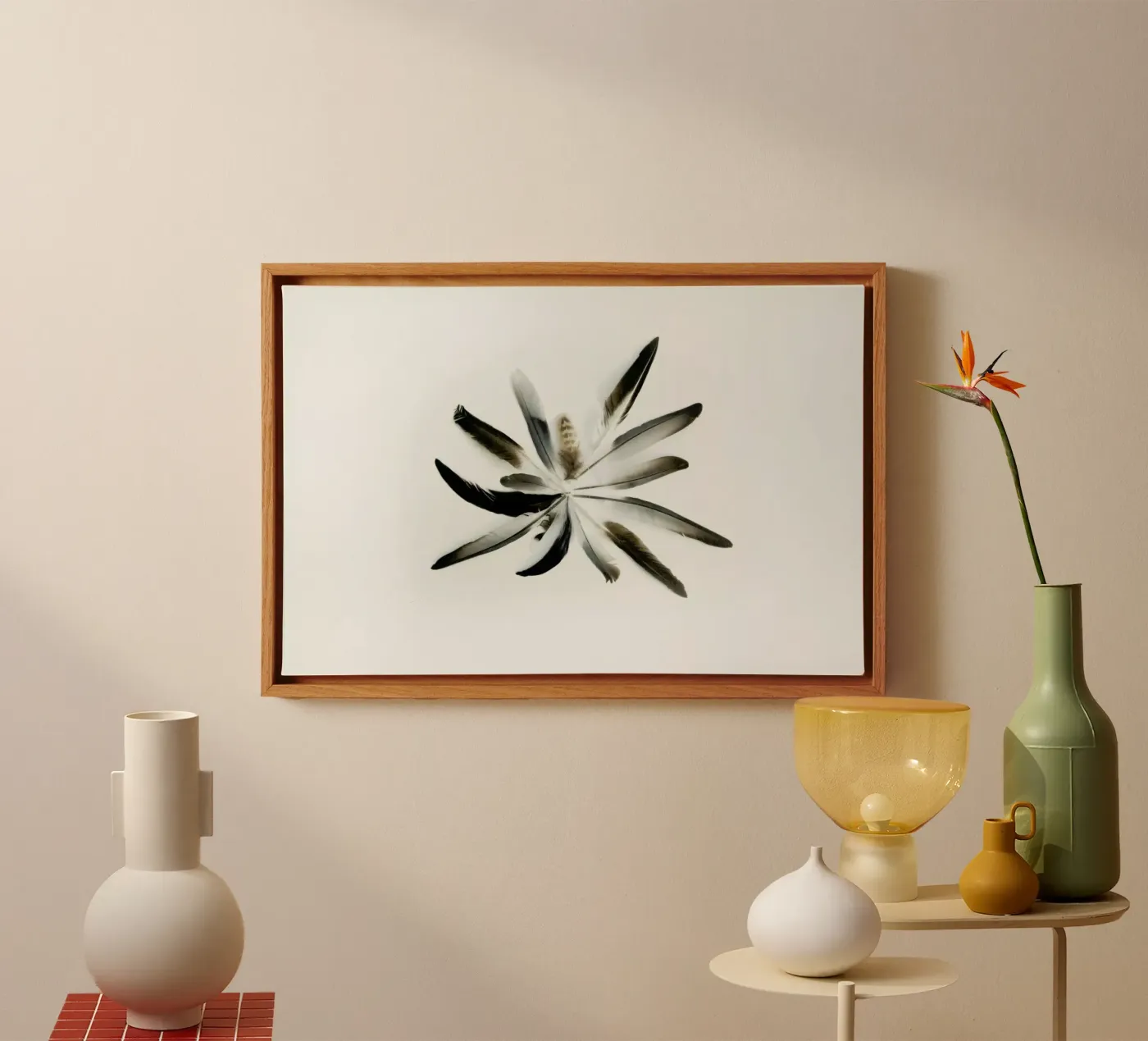 Feathers Circle canvas by Miles of Light